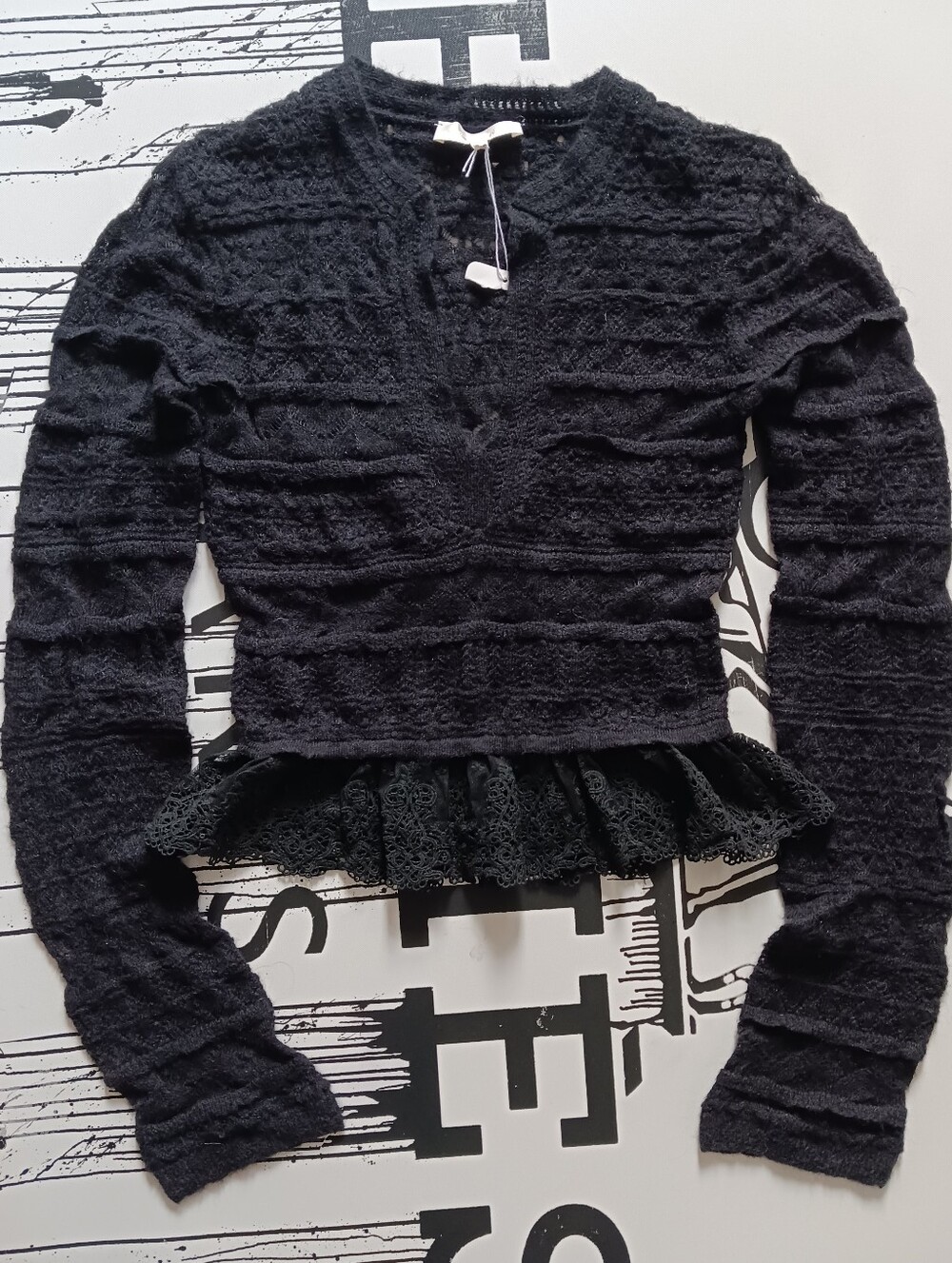 NWOT Loveshackfancy Black Sweater Size S